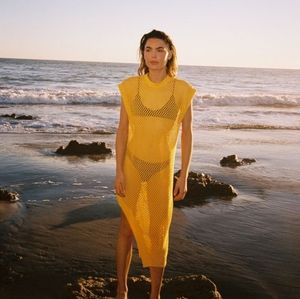 Zara Asymmetric long mesh dress